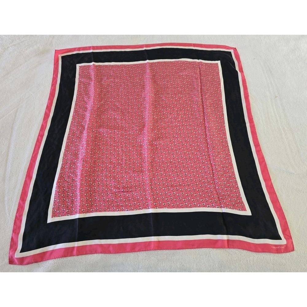 Vineyard Vines Scarf Husky Dog Print Red Square